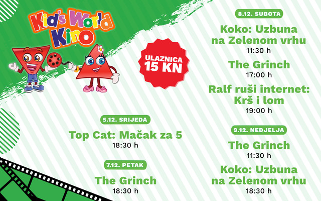 Pogledajte ovotjedne kino projekcije u Kid's World dječjem kinu!