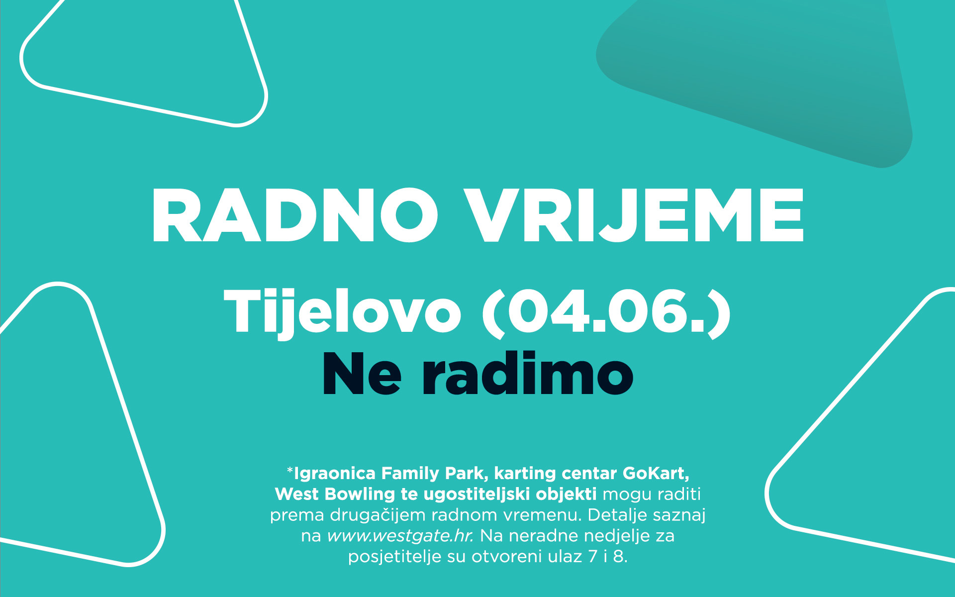 Radno vrijeme: Tijelovo 4. lipnja