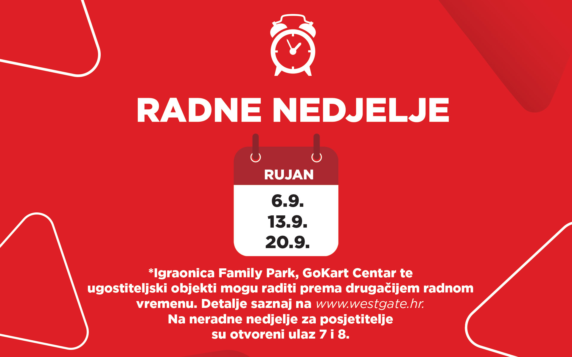 Radne nedjelje u rujnu