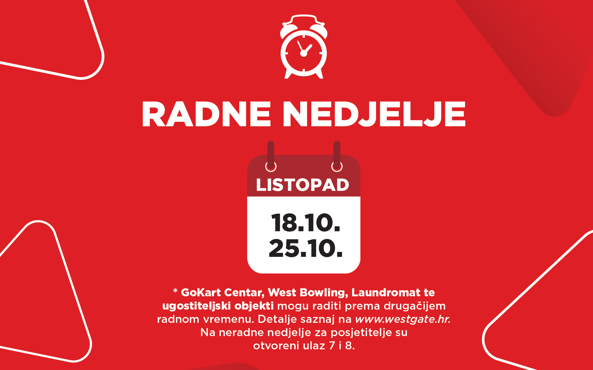 Radne nedjelje u listopadu
